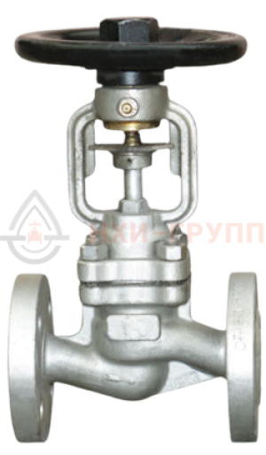Запорный клапан сильфонный фланцевый ручной 15с66п DN 40 PN 1,6 МПа У1, корпус ст. 25Л, класс герметичности «А» по ГОСТ 9544-2015