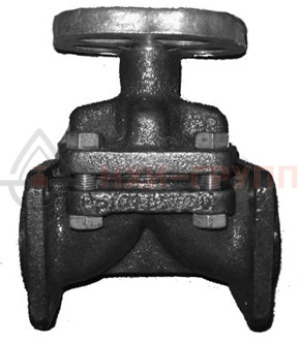 Запорный клапан мембранный гуммированный фланцевый ручной 15ч73гм DN 80 PN 0,6 МПа У3, корпус чугун, класс герметичности «С» по ГОСТ 9544-2015
