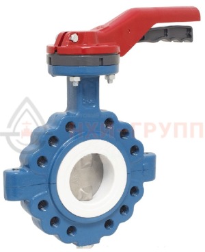 Затвор дисковый поворотный с футерованным диском и корпусом фланцевый двусторонний ручной ЗДП-ФДК.Ф.ДС.Р.НХИ.100.016.05.03.03.УХЛ1 DN 100 PN 1,6 МПа