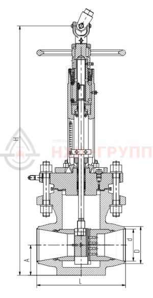 регулирующий клапан ручной под приварку 1046-250-0 DN 250 PN 12 МПа Т250 °С, корпус ст. 20