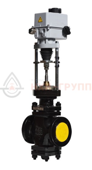 регулирующий клапан двухседельный фланцевый 25ч940нж DN 40 PN 1,6 МПа У3 (Kvy - 40? м?/ч) с ЭИМ, корпус чугун