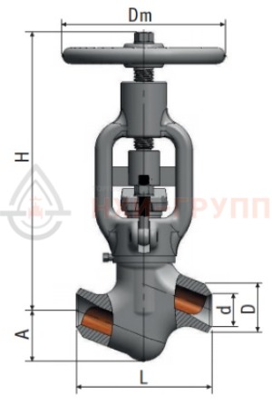регулирующий клапан под приварку ручной 10с-5-4-2 DN 50 PN 25 МПа Т350 °С, корпус ст. 20