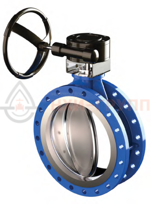 Дисковый затвор поворотный с двойным эксцентриситетом фланцевый двусторонний с редуктором ЗДП-ДЭФ.Ф.ДС.РД.НХИ.200.016.03.01.01.У1 DN 200 PN 1,6 МПа