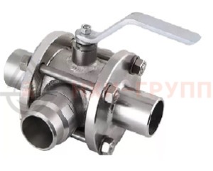 Шаровой кран разборный трехходовой полнопроходной под приварку ручной КШ-Р.ТХ.ПП.П.Р.НХИ.025.100.03.УХЛ1 DN 25 PN 10 МПа, корпус ст. 12Х18Н10Т, класс герметичности «А» по ГОСТ 9544-2015