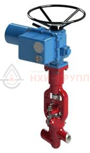Запорный клапан (вентиль) под приварку с электроприводом (ГЗ-А.100/24 У1) 1с-12-3ЭГ DN 20 PN 25,0 МПа Т350 °С, корпус ст. 20