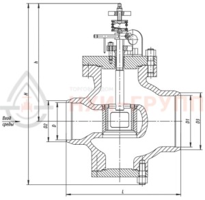 регулирующий клапан под приварку ручной 6с-12-1-1 DN 50 PN 6,3 МПа Т425 °С, корпус ст. 25Л