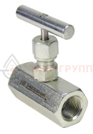 Запорный клапан игольчатый муфтовый ручной 14с64нж DN 10 PN 16 МПа У1, корпус ст. 20, класс герметичности «А» по ГОСТ 9544-2015