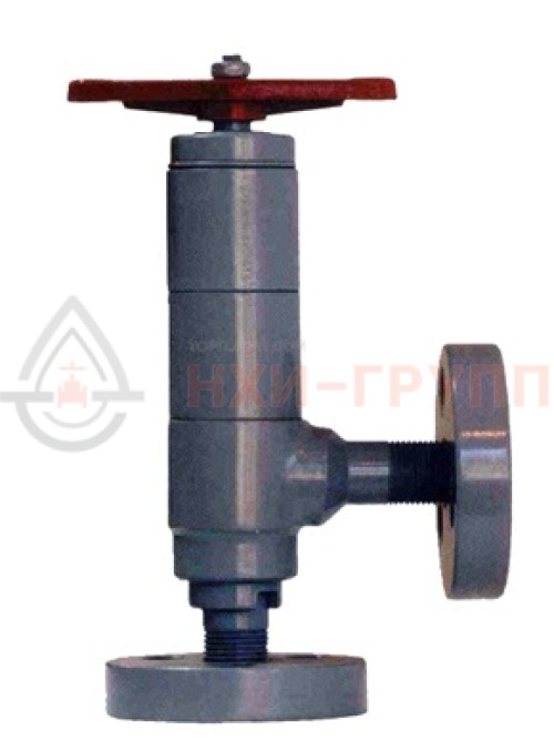Клапан угловой запорный сальниковый фланцевый ручной 22нж69нж DN 40 РN 40,0 МПа УХЛ1, корпус ст. 12Х18Н10Т, класс герметичности «С» по ГОСТ 9544-2015