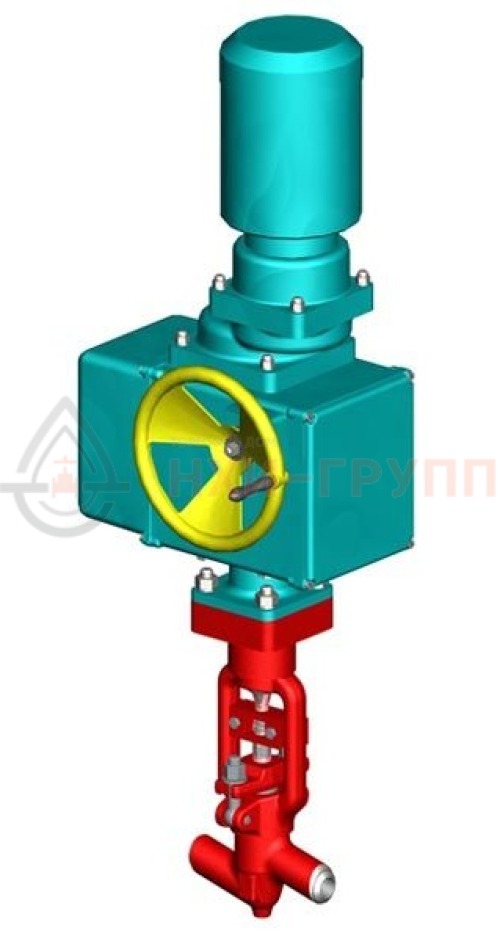 Клапан (вентиль) запорный под приварку с электроприводом (ПЭМ-Б0М У2) 1057-65-ЭЧ DN 65 PN 9,8 МПа Т540 °С, корпус ст. 12Х1МФ