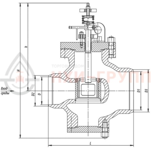 Клапан регулирующий под приварку ручной 6с-9-1 DN 80 PN 10,0 МПа Т450 °С, корпус ст. 25Л