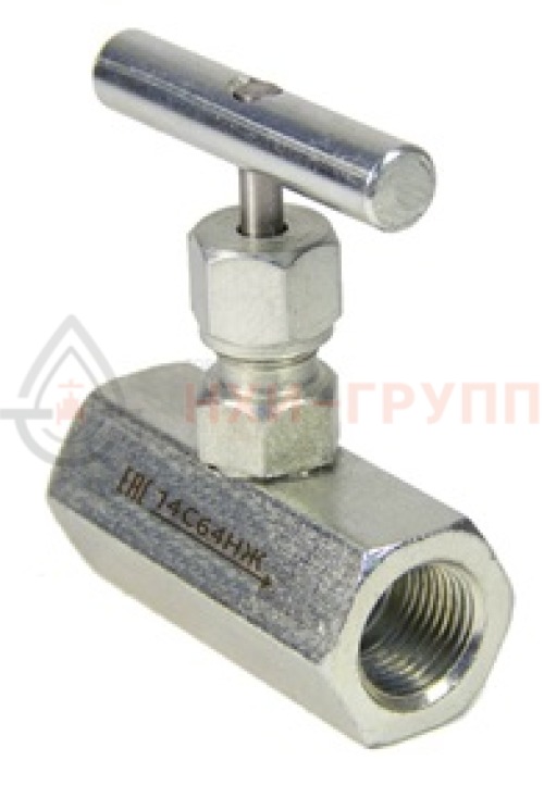 Клапан запорный игольчатый муфтовый ручной 14с64нж DN 10 PN 16,0 МПа У1, корпус ст. 20, класс герметичности «А» по ГОСТ 9544-2015