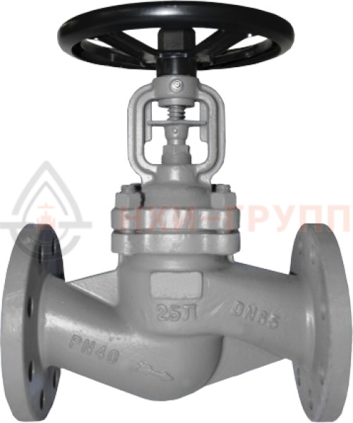 Клапан запорный сильфонный фланцевый ручной 15с66нж DN 80 PN 2,5 МПа У1, корпус ст. 25Л, класс герметичности «А» по ГОСТ 9544-2015